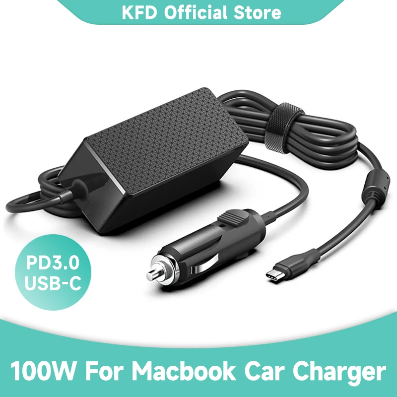 DC-Adapter 12V-24V 100W USB C PD 3.0 Autoladegerät für MacBook Pro 16 13 14 15 Zoll für Mac Book Air 2022 2021 Auto-DC-Adapter