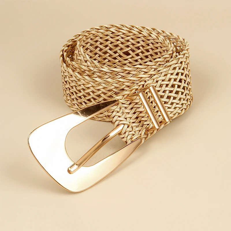 Ceinture tressée à boucle métallique - Beige main image 1