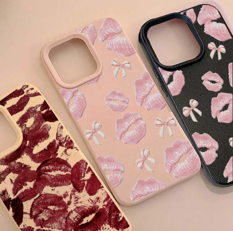 Red Lips Kiss Print Phone Case