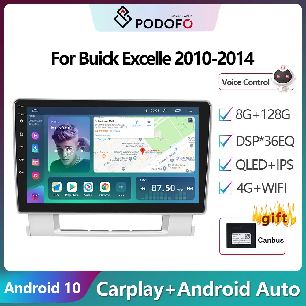 

Podofo Android 10 DSP Car Radio Multimidia Video Player Navigation GPS For Buick Excelle 2010-2014/OPEL Astra 2010-2017 2din