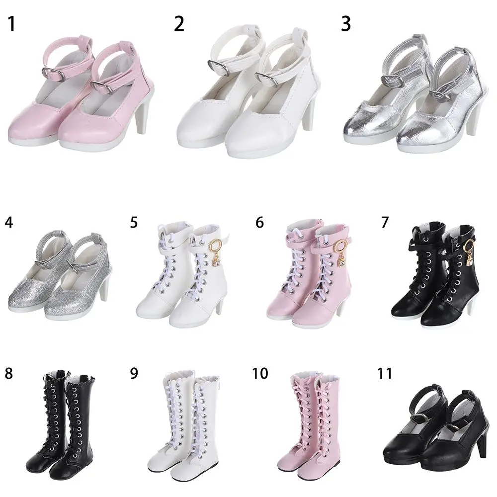 New 11 Styles 7.8CM Doll Wearing PU Leather 60cm Doll Boots Fabric Shoes Play House Accessories Differents Color images - 6