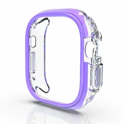 Transparent TPU Protective Case for Apple Watch - Durable Bumper Shell Accessories (Purple)