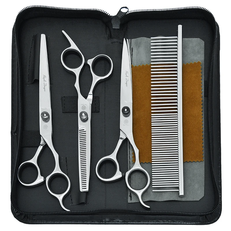 

7,0 "фиолетовый дракон Профессиональные ножницы для ухода за домашними животными Япония сталь собака изогнутые ножницы для стрижки волос Истончение инструменты для стрижки B0006B