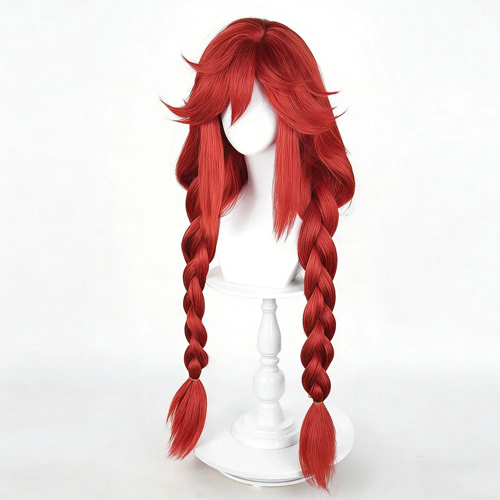 Generic Red Braided Heat-Resistant Synthetic Wig for Cosplay Events
