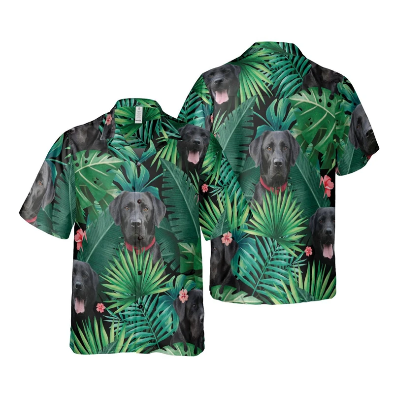 

Hawaiian Labrador Dog 3D Print Shirts For Men Clothes Casual Women Blouses Aloha Tropical Flower Pet Dogs Short Sleeve Tops