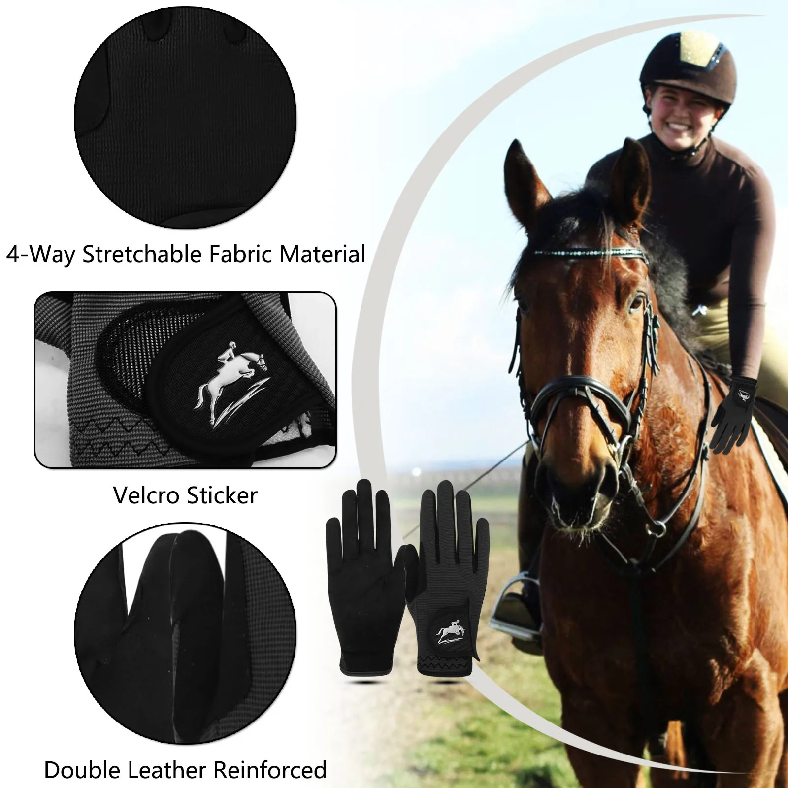 

Horse Riding Gloves Women Anti Slip Equestrian Horses Glove Bike Full Finger Outdoor Sports Equipment Black Purple Drop Shipping