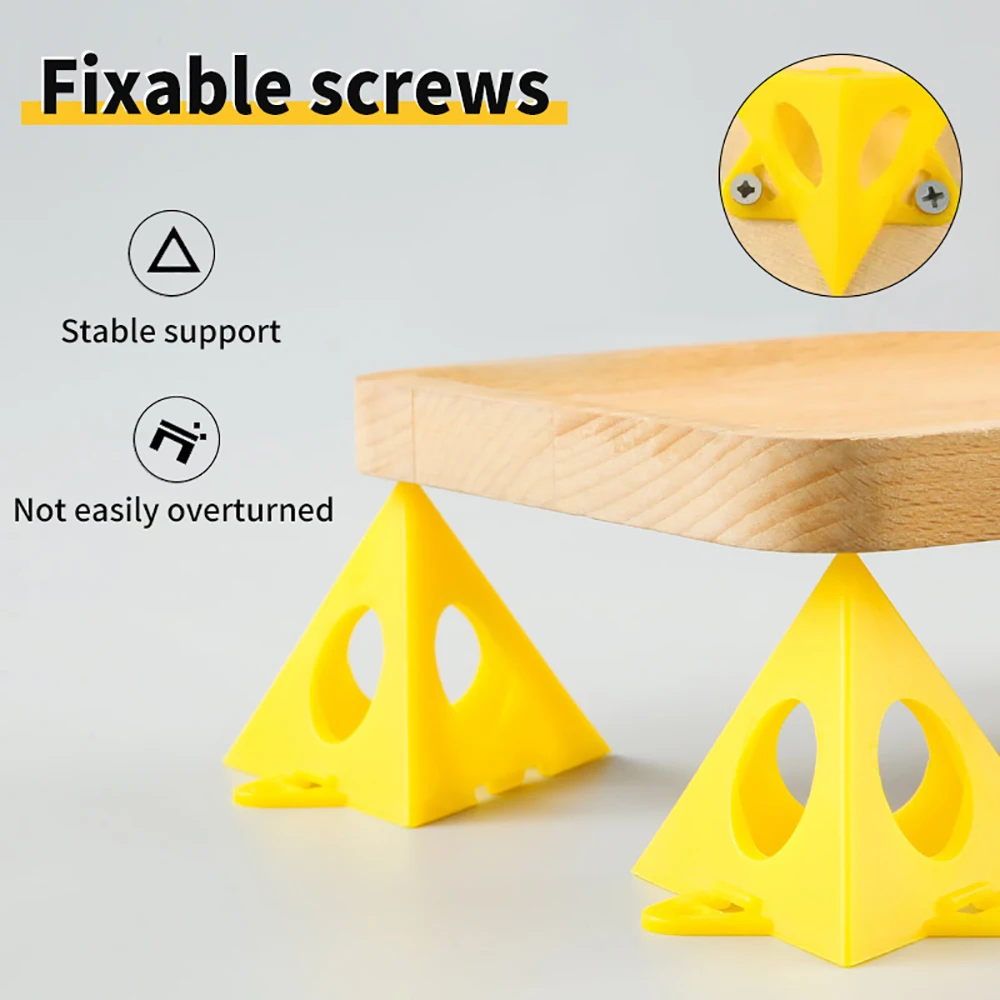 10 PCS Woodworking Paint Bracket Set Yellow Painted Plastic Cushion Block Spray Painting Air Dry Coated Triangular Bracket