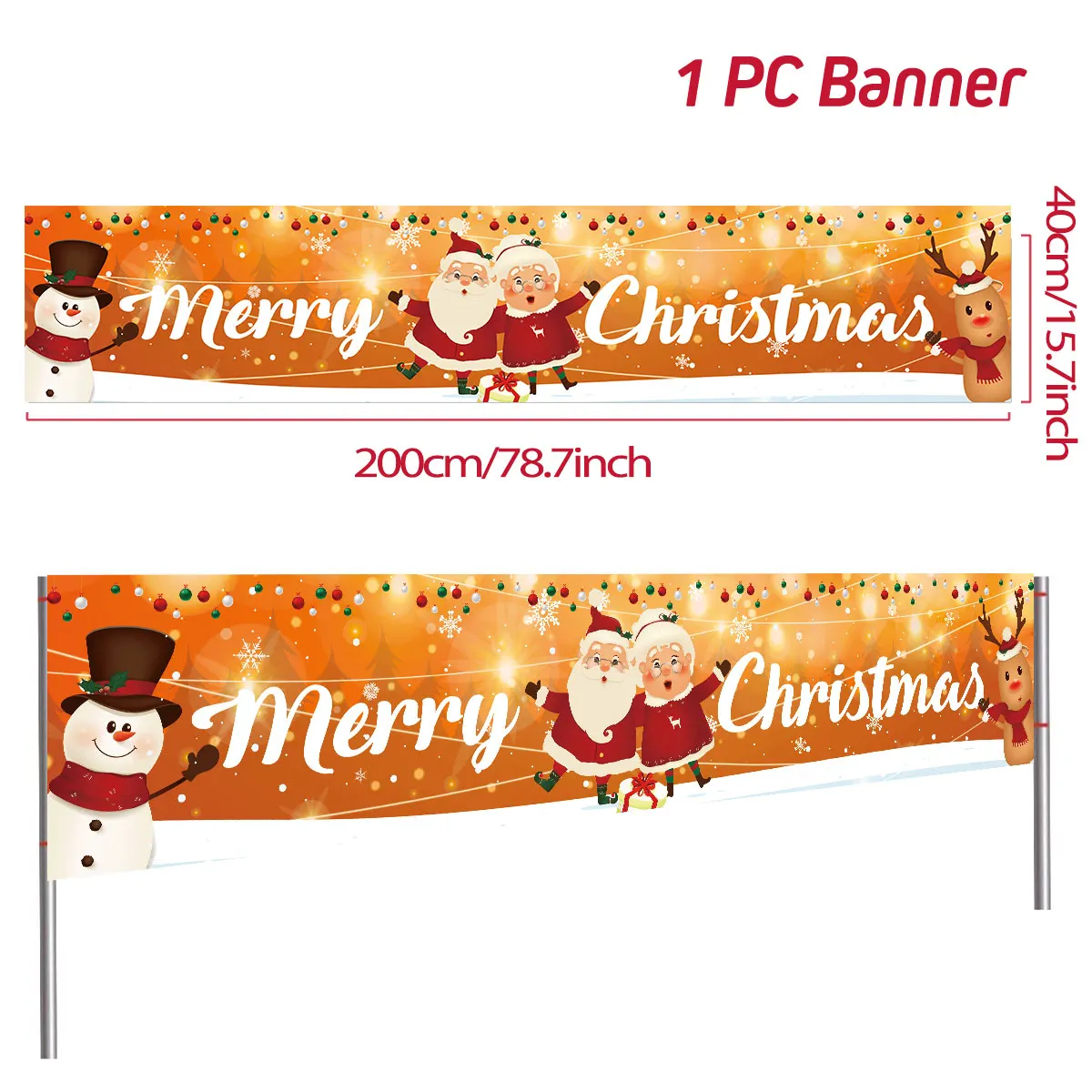 3 Weihnachts-Filzbanner Set – Frohe Weihnachten, Weihnachtsbaum, Rentier, Rot/grün, Zum Aufhängen