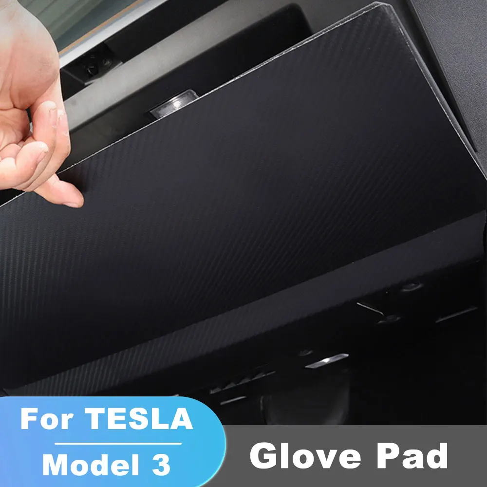 Tanie Schowek na rękawiczki z włókna węglowego naklejka na pokrywę do modelu Tesla