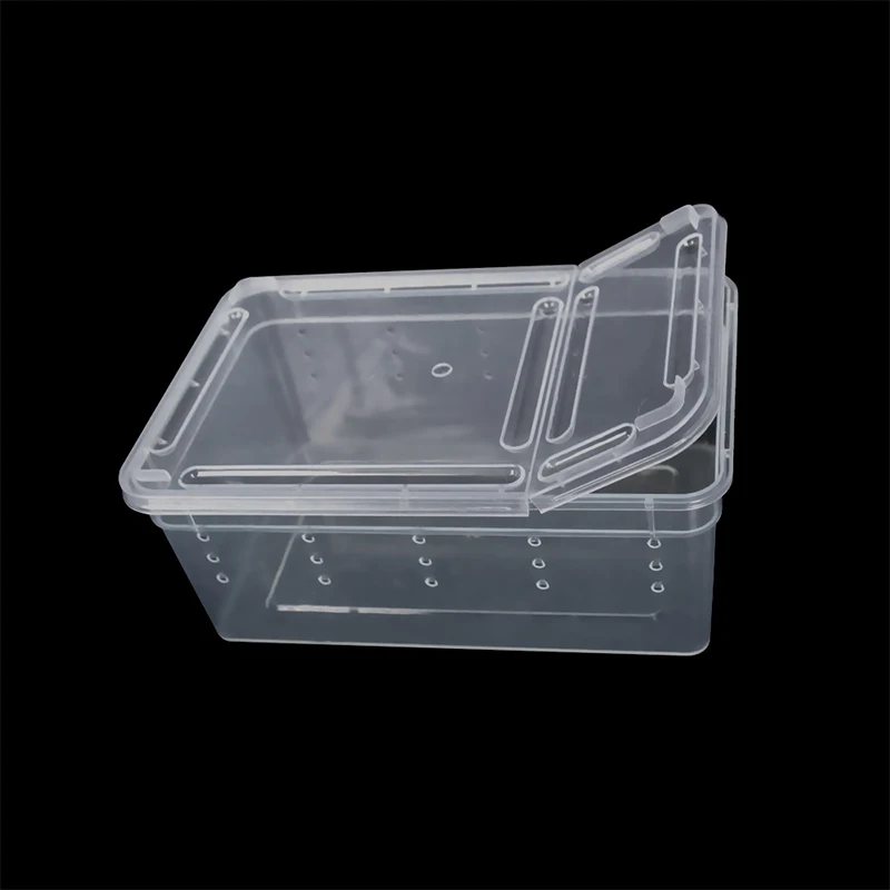 19cmx12.5cmx7.5cm Terrarium For Reptiles Spider Transparent Plastic Feeding Box Insect Food Feeding Container