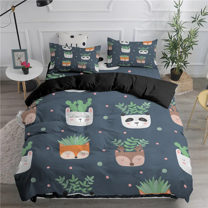 Cartoon Cat Dogs Toddler Bedding Set For Kids Teens Cartoon Kittens Animals Microfiber 3D Duvet Cover Pillowcases Bedroom Decor