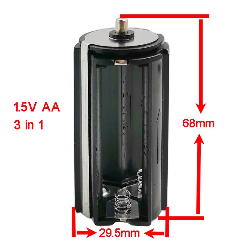 LED Bulb Holder DC 1.5V AA 3 In 1 Series Connection Battery Holder Flashlight Power Compartments Portable Lighting Accessories