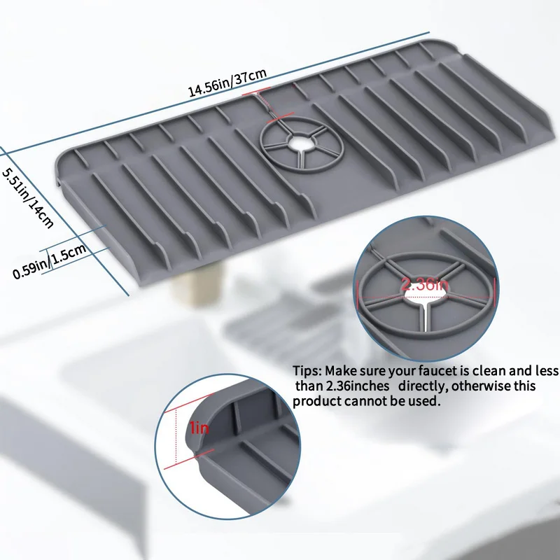 Faucet Drain Pad Silicone Faucet splash Kitchen sink drying Water block