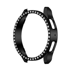Elegant Diamond Crystal Watch Cover - Premium Protective PC Hollow Anti-Fall Case for Galaxy Watch 7 40mm (Black)