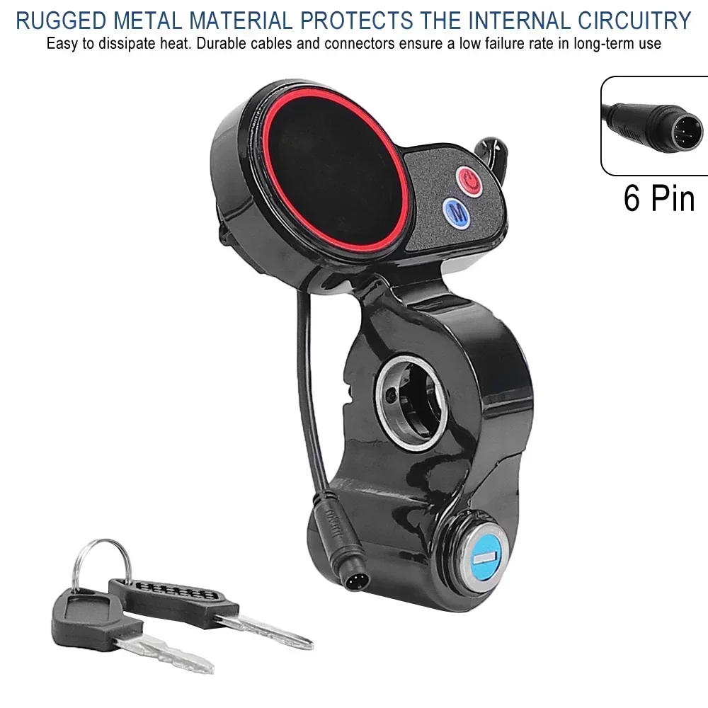 Elektroroller-LCD-Display für Hitway H5 Kickscooter, 6-poliges Display mit verriegelbarem Instrumenten-Armaturenbrett, Ersatzzubehör – Detail 4