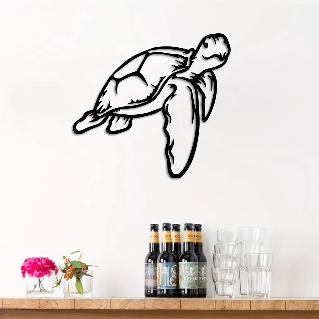 

Unique Turtle Wall Decor Sea Turtle Metal Wall Decor, Plaque Steel Art Geometric Bedroom Ornaments Cut Out for Christmas Decor