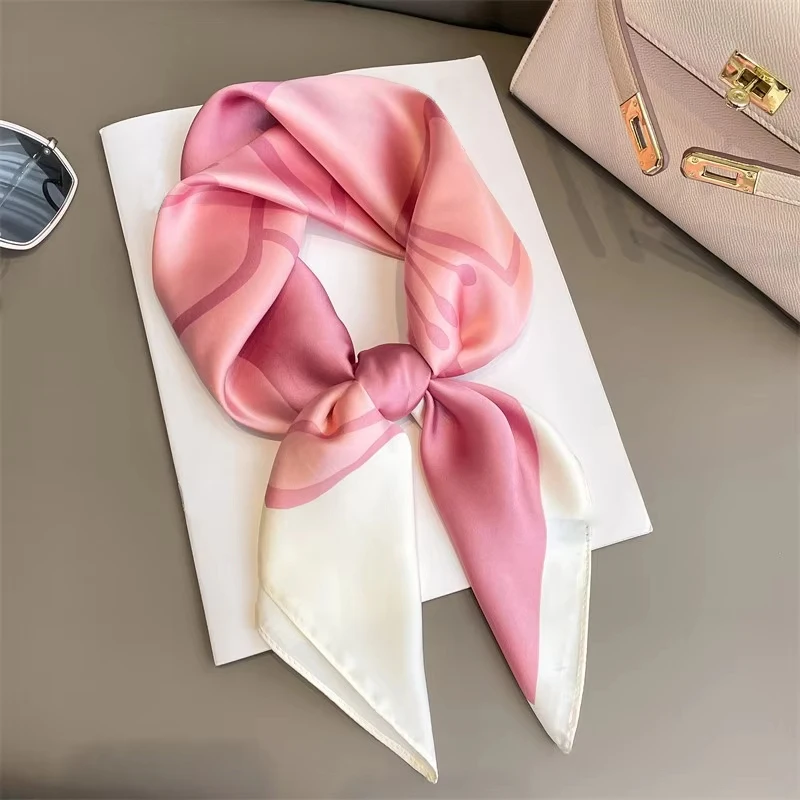 Luxury 70cm Silk Square Scarf Women Satin Bandana Print Scarves Head Band Fashion Lady Hair Shawl Wrap Female Neckerchief Hijab - Image 6