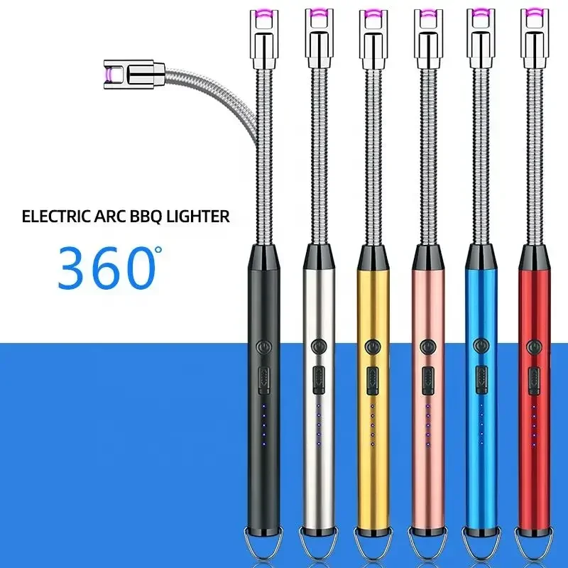 Rechargeable Usb Lighter No Oil No Open Flame Pulse Igniter 360&deg; Electric Arc Lighters Stove BBQ Lighter Kitchen Lighters bbq lighter