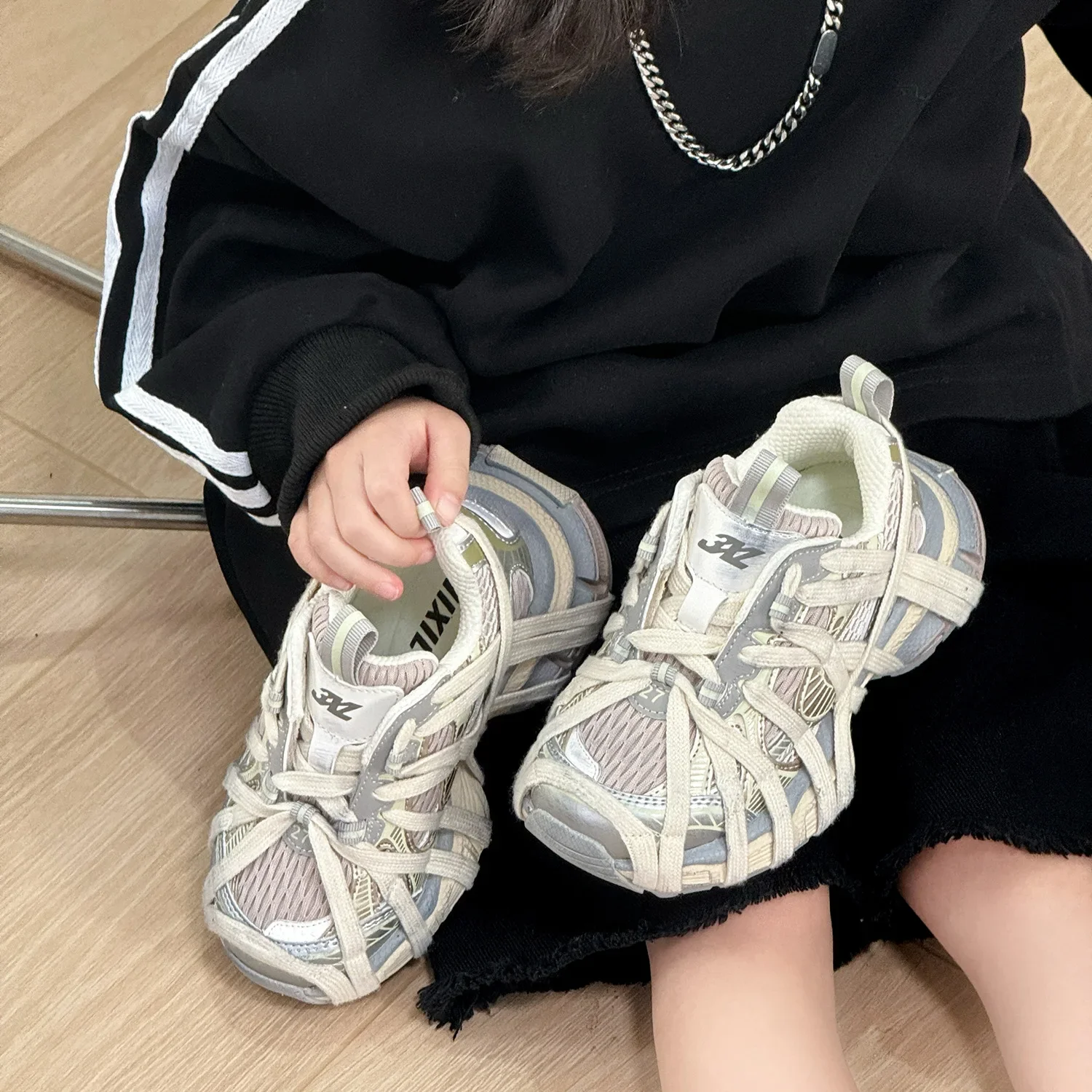 2024 Toddler Kid Youth Teen Slip-On Chunky Sneaker Boy Girl Distressed Unisex-Child Tainer Children Fashion Tennis Casual Shoes 5