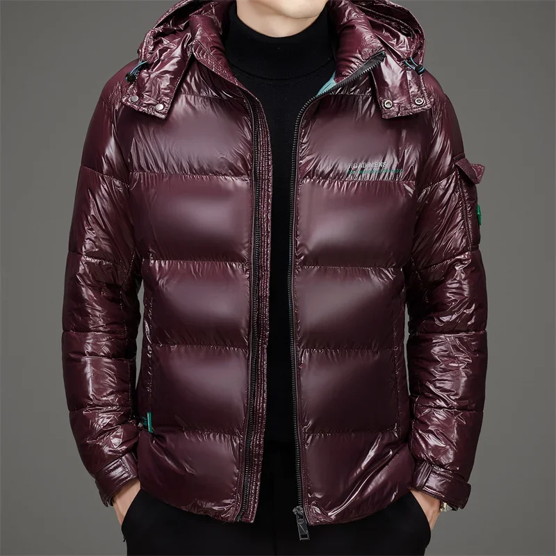 thumbnail image 1 of 5Chaqueta de plumas para hombre, chaqueta brillante para hombre, ropa de diseñador para hombre, chaquetas acolchadas ligeras, chaquetas con capucha, abrigo de invierno extraíble para hombre, 1 of 5
