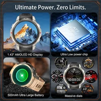 Montre connectée GPS tactique d'extérieur avec carte hors ligne, boussole, moniteur de fréquence cardiaque, tracker d'activité, étanche 5ATM, montres de sport d'aventure 6