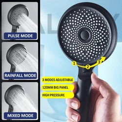Shower Head 3Modes Adjustable With Self-cleaning Nozzles Rainfall Shower Head Bathroom Accessories,Water Saving ,Water Massage