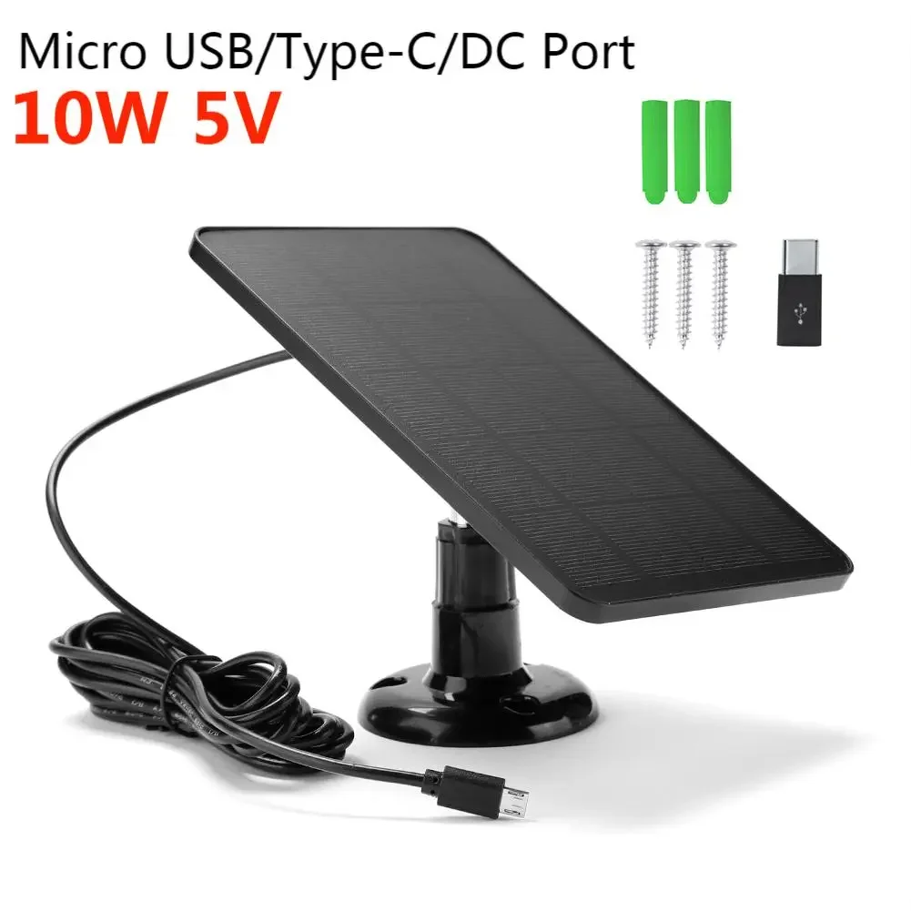 Portable Solar Panel Solar Panel Security Camera Solar Panel Portable Solar Charger Mini Solar Panel Solar Battery Charger 10W 5V Solar Panel Outdoor Solar Cells Charger Micro USB+Type-C 2in1 Charging Panels for Security Camera/Home Light System