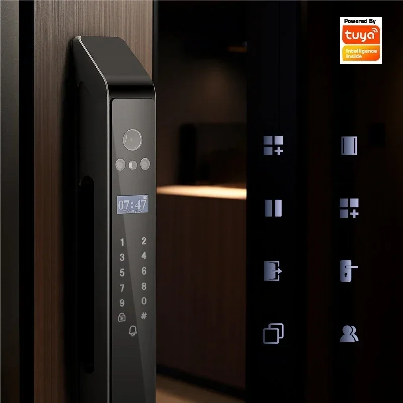 Waterproof Tuya Wifi Double Face Recognition Fingerprint Smart APP Remote Control Password IC Card Key Electronic Door Lock