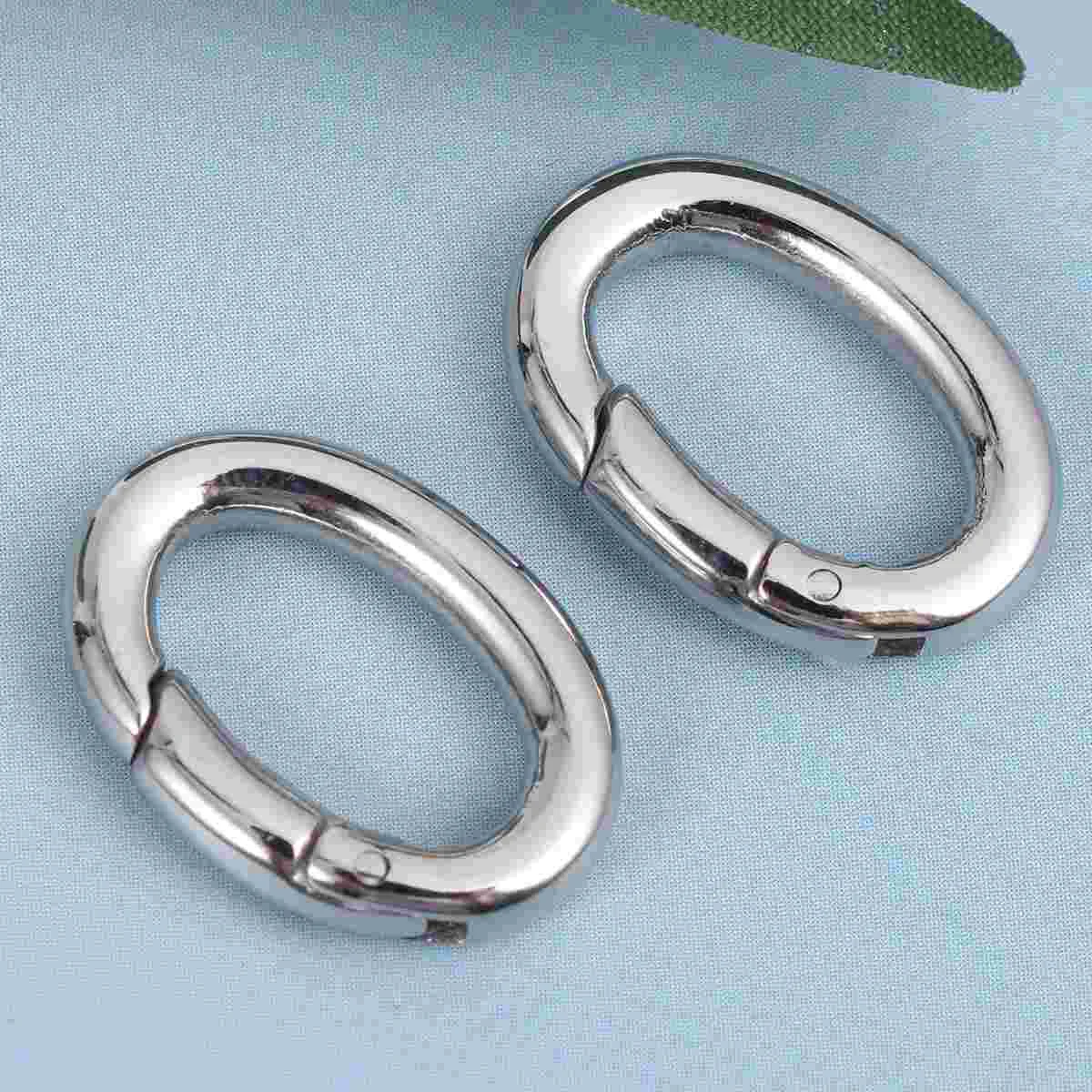 

2pcs Stainless Steel Spring Oval Rings Carabiner Snap Clip Hooks Keyring Buckle DIY Craft Making Accessories for Bag Purse