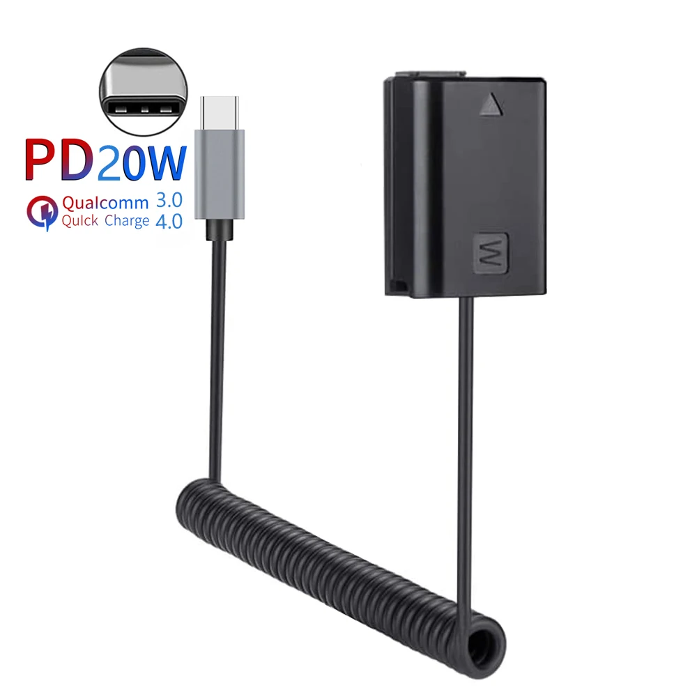 Ac-Pw20 Pd Usb-C Np-Fw50 Adattatore Di Alimentazione A Batteria Fittizio Per Sony A7/ A7M2/ A7R2/ A7S2/ A6000/ A6300/A6500/ A5000/ A5100