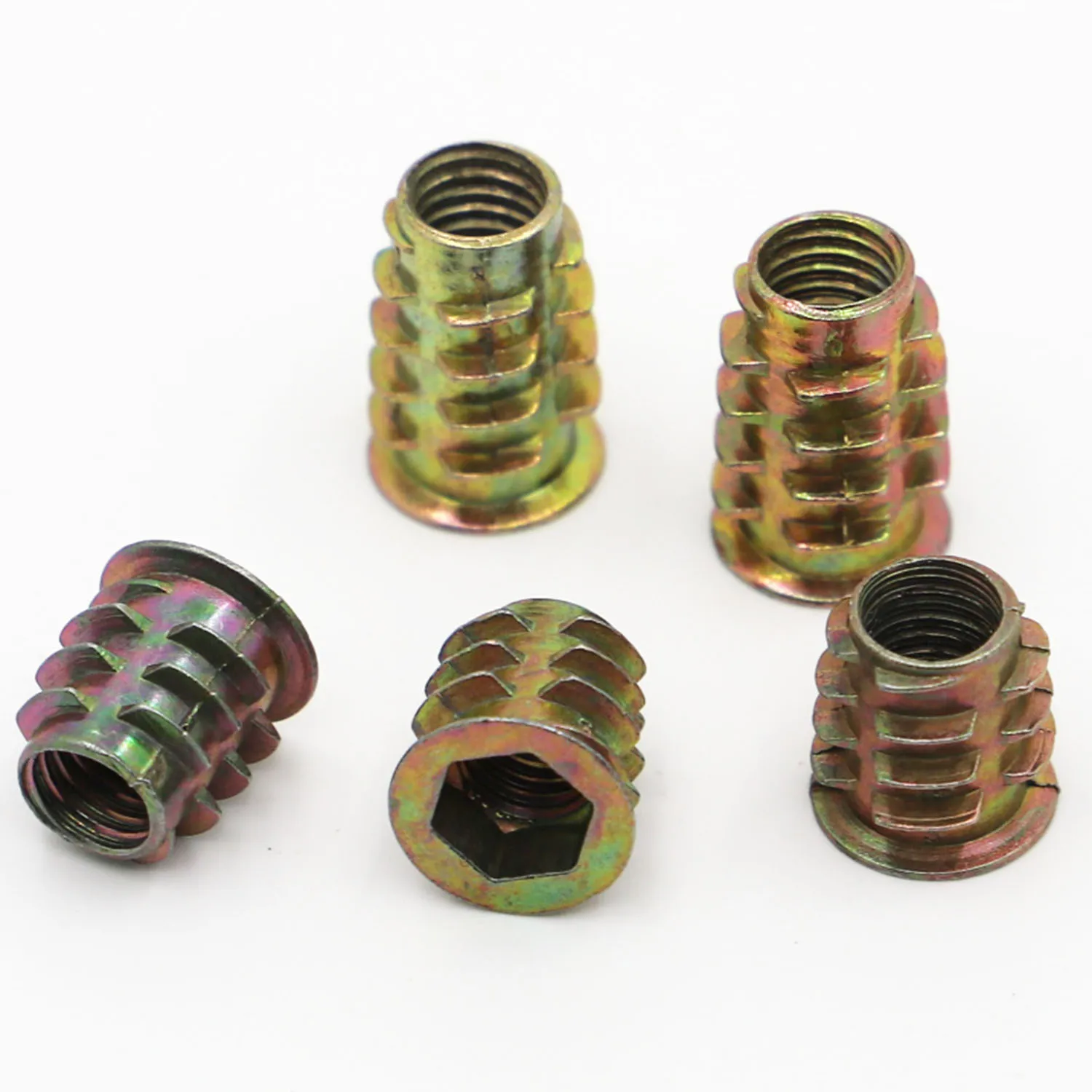 10pcs M4 M5 M6 M8 M10 Zinc Alloy Thread For Wood Insert Nut Flanged Hex Drive Head Furniture Nuts