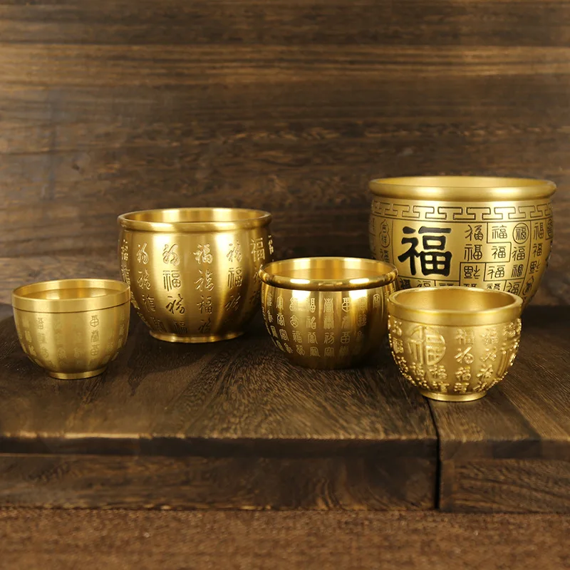 

Pure Brass Baifu Vat, Treasure Bowl, Carved Bowl, Zhaocai Rice Vat, Pure Copper Decoration, Large Copper Tabletop Decoration, Pe