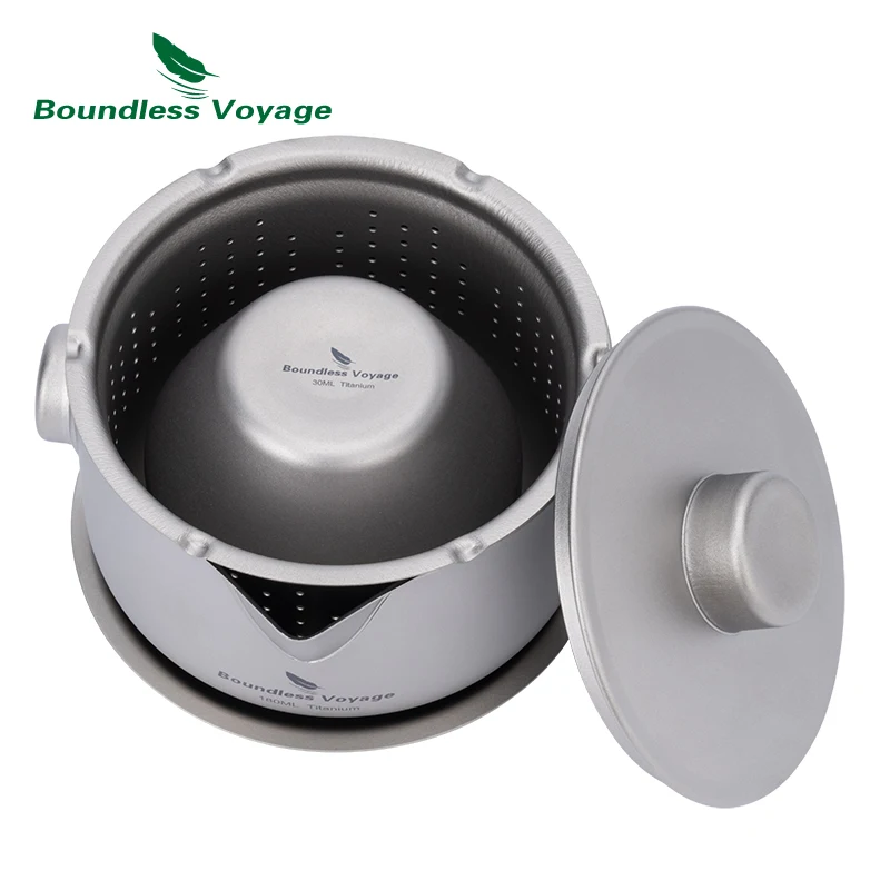 Boundless Voyage 티타늄 가이완 티팟 컵, 뚜껑 및 필터가 있는 이중층 차 메이커, 초경량 쿵푸 차 세트, 쌓을 수 있는 머그잔
