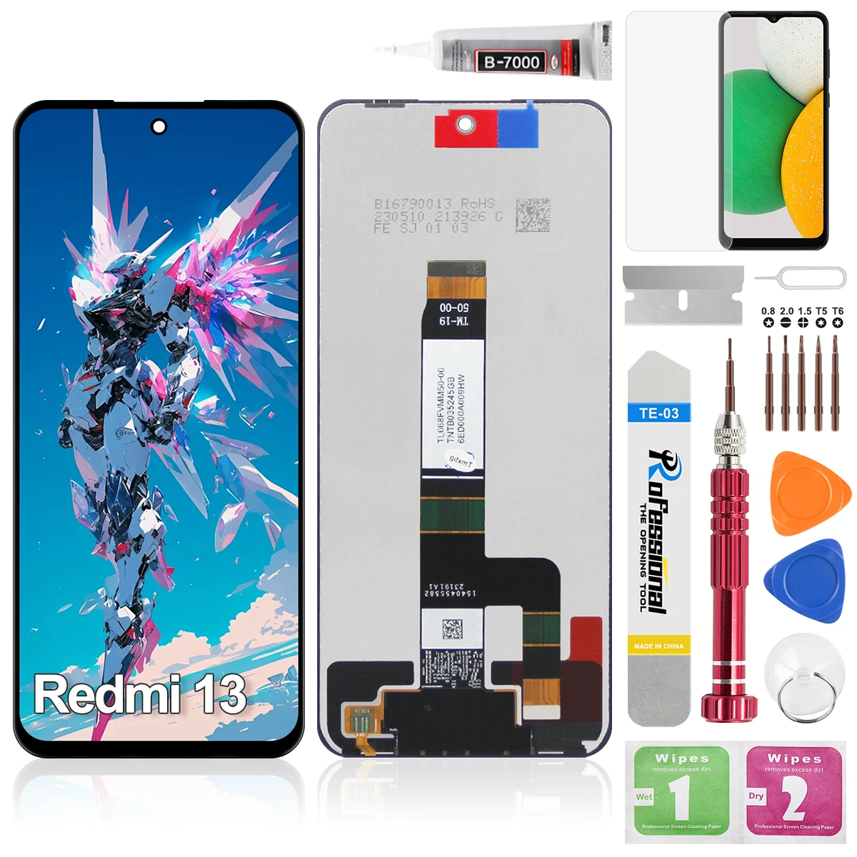 Pantalla LCD Original Para Xiaomi Redmi 13C – 6.74" Con Marco, Kit De Herramientas De Instalación Incluido