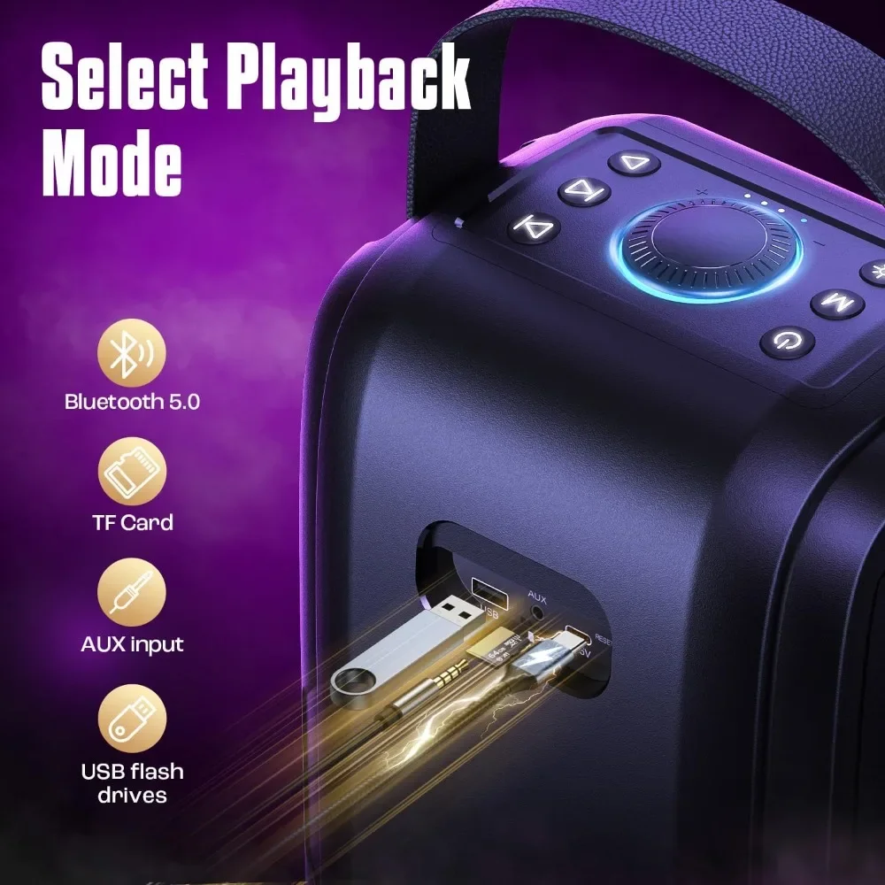 hot-W-KING Party Loudest Portable Bluetooth Speaker Wireless Boom Box, 180W Max Big Large Outdoor Speaker 4 Drivers with 2*4.04