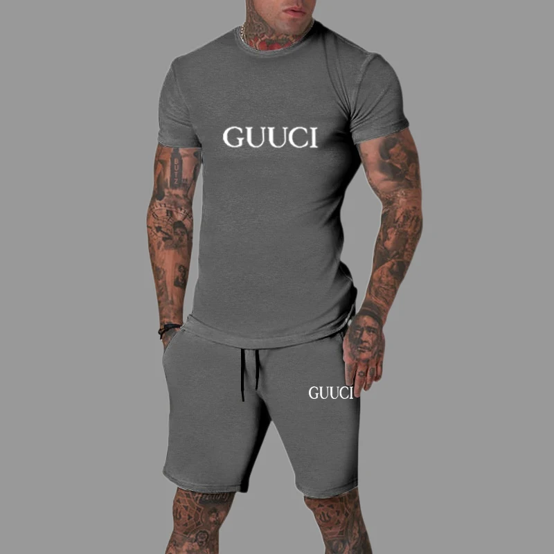 New Summer 2024 Men's set Explosive Super Hot Casual Fashion quick drying sportswear short sleeved 2-piece set