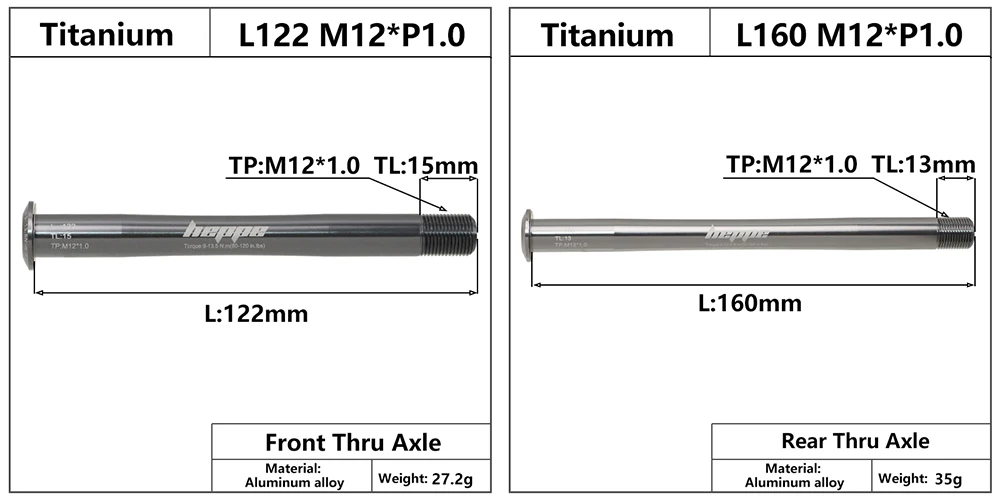 Description Picture 4 of itemHEPPE Bike Thru Axle MTB Road Bike Front Rear Hub Shaft Skewer 12x100/110 12x142/148 Thru Axle Ultra Light Axle Titanium Color