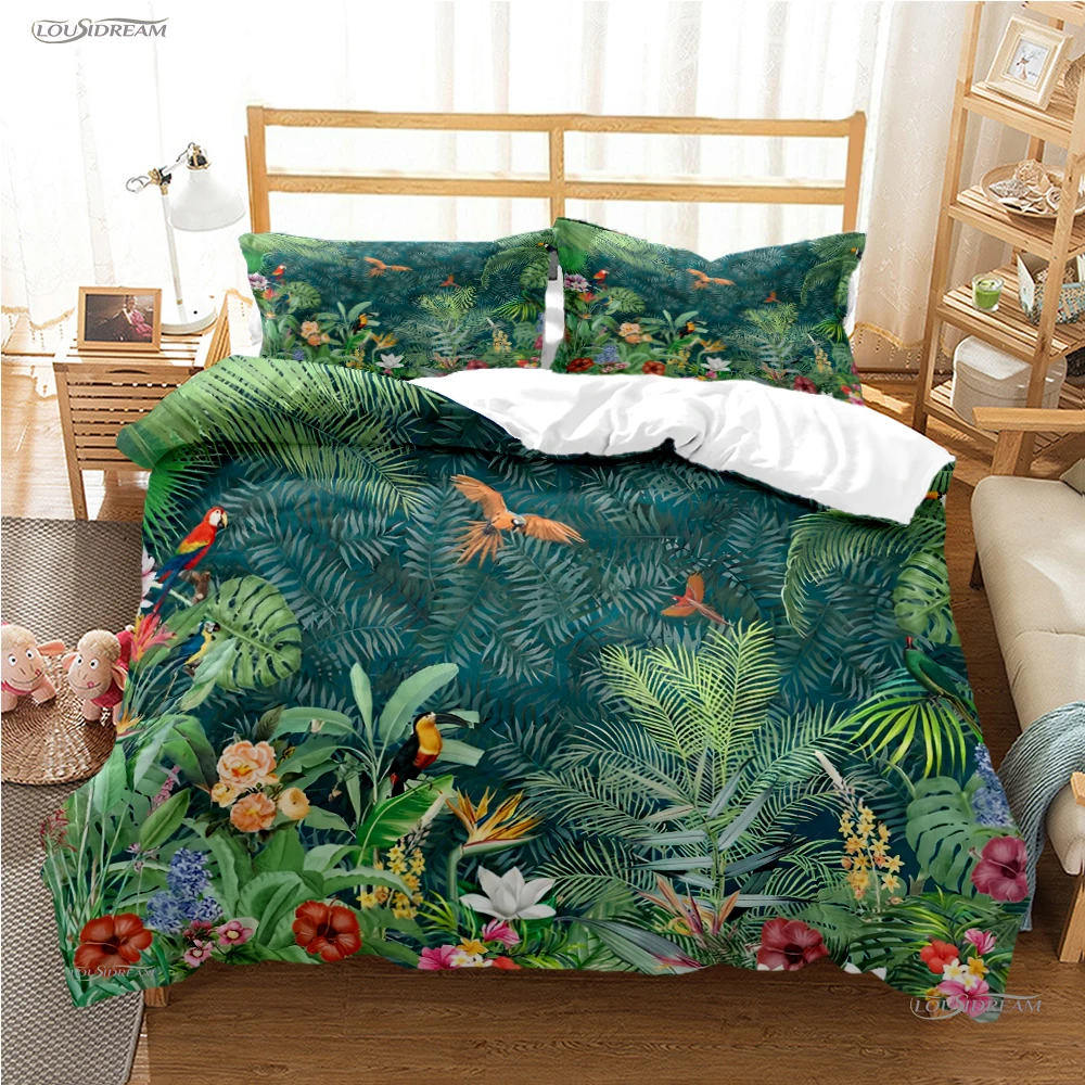 Tropical Leaf Fashon Duve All Season Duvet Cover Comforter Bedding Set Soft Quilt Cover and Pillowcases Single/Double/Queen/King 2