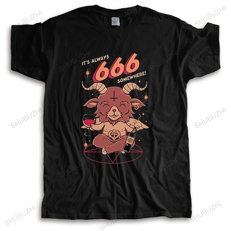 

Men's Funny Baphomet Purr Evil Demon T Shirt Short Sleeves Cotton Tshirts Trendy T-shirt Kawaii Lucifer Goat Tee Clothing