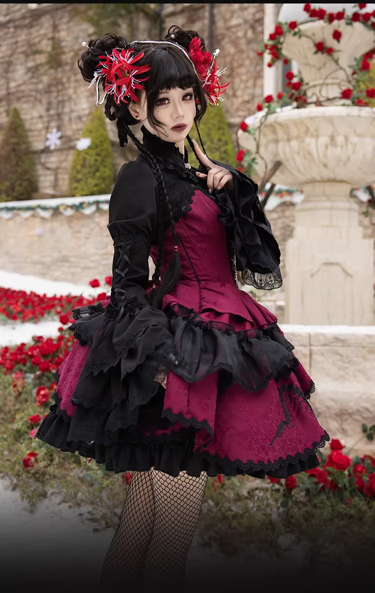 Women's Dark Gothic Lolita A-Line JSK Dress