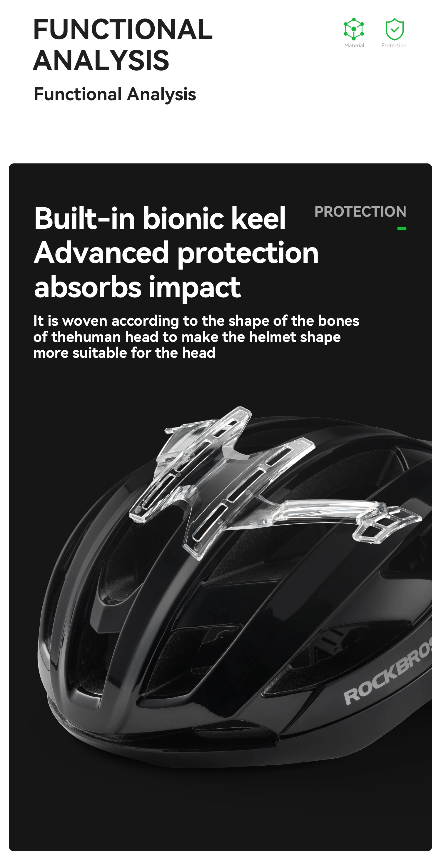 ROCKBROS Kinder-Fahrradhelm, leicht, mit antibakteriellem Futter, Helm, 20 Luftführungslöcher, atmungsaktiver, belüfteter Helm – Detail 6