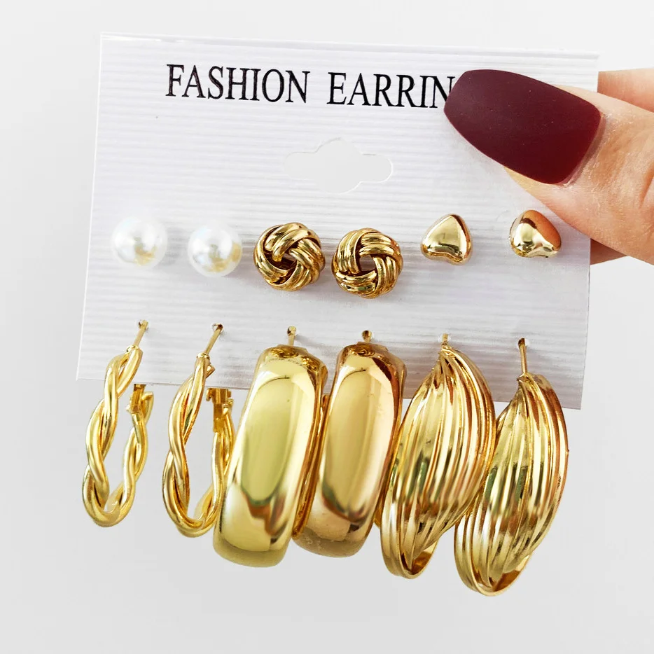 Vintage Metal Twisted Rope Knot Stud Earrings Fashion Hollow Butterfly Leaf Earrings Women's Versatile Big Set Jewelry Gift 2025 4
