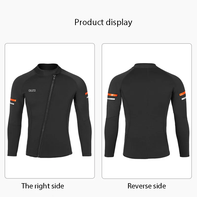 Diving Suit Men's 1.5mm Wetsuit Diving Jacket Hood Front Zip Surfing Suit Long Sleeve Top Neoprene Snorkeling Free-diving Clothes