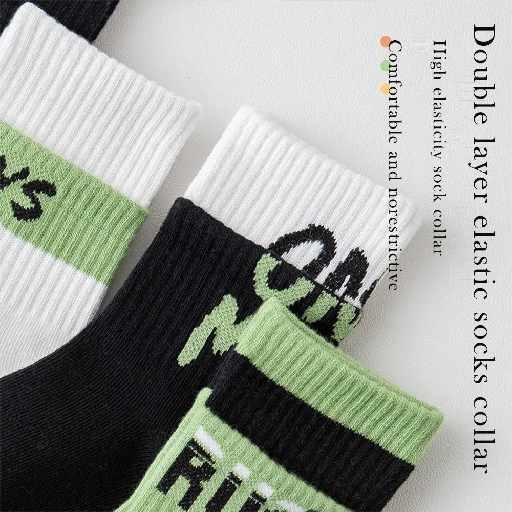 10Pairs 1-14Years Cotton Soft Boy's Mid-Tube Socks Breathability Double Layer Elastic Sock Collar Children's Warm Socks Fashion 6