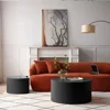 Round Coffee Table Set of 2, Coffee Tables with Moon Side, Tables Set Wooden Nesting ，Coffee Table with Fluted for Living Room 3