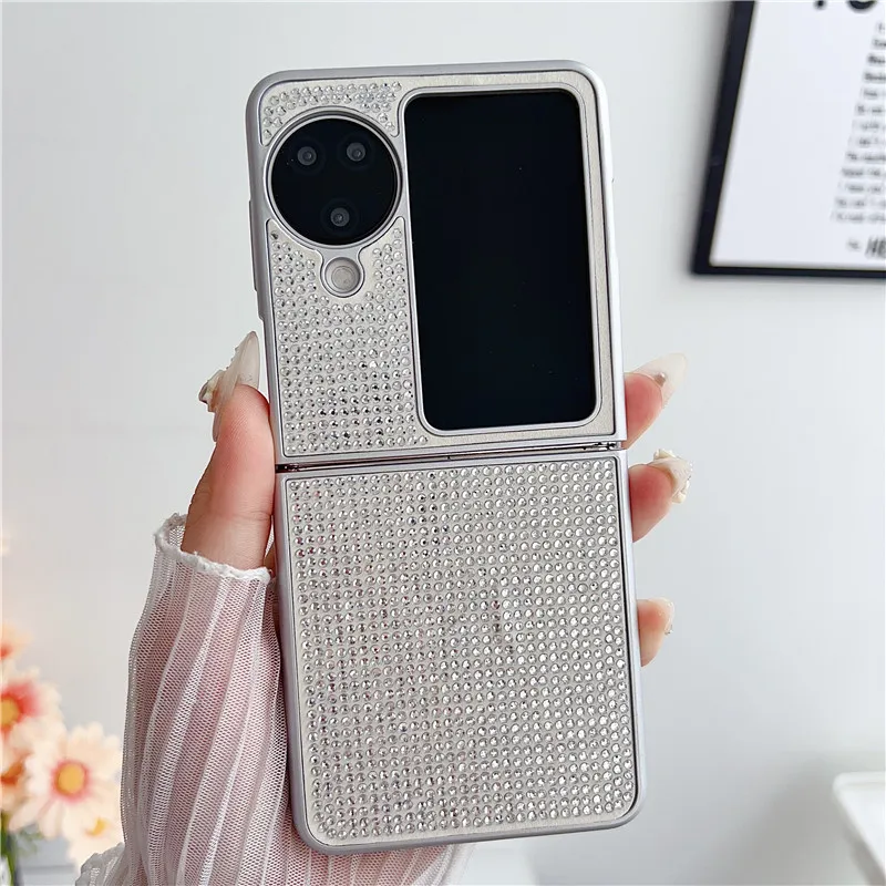 For OPPO Find N3 Flip Bling Diamond Solid Color Case For OPPO Find N2 Flip Luxury Glitter Shockproof Protective Back Cover