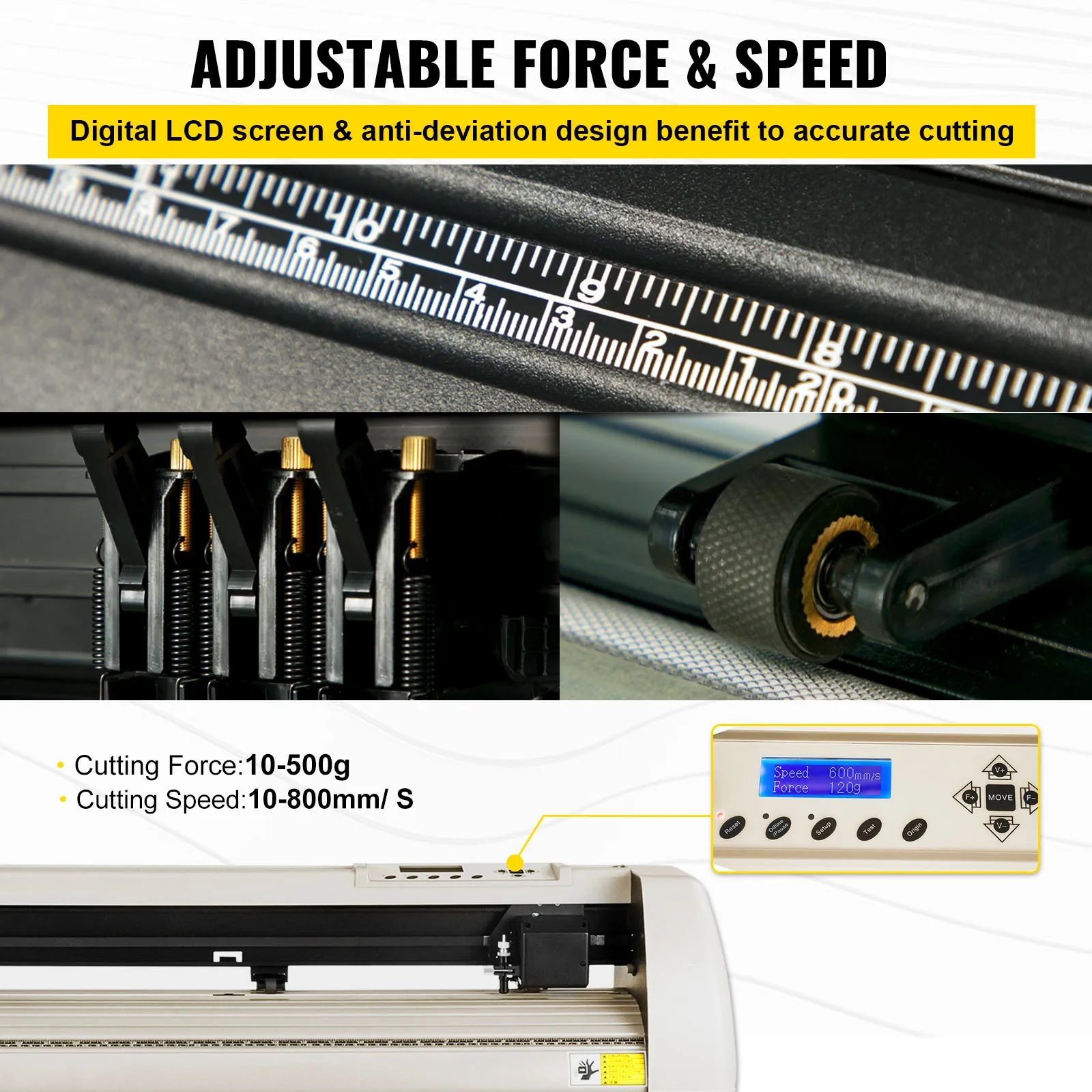 Vinyl Cutter Plotter 28 / 34 Inch VEVOR 20 Blades LCD Signmaster Software USB Port 2 Pinch Rollers