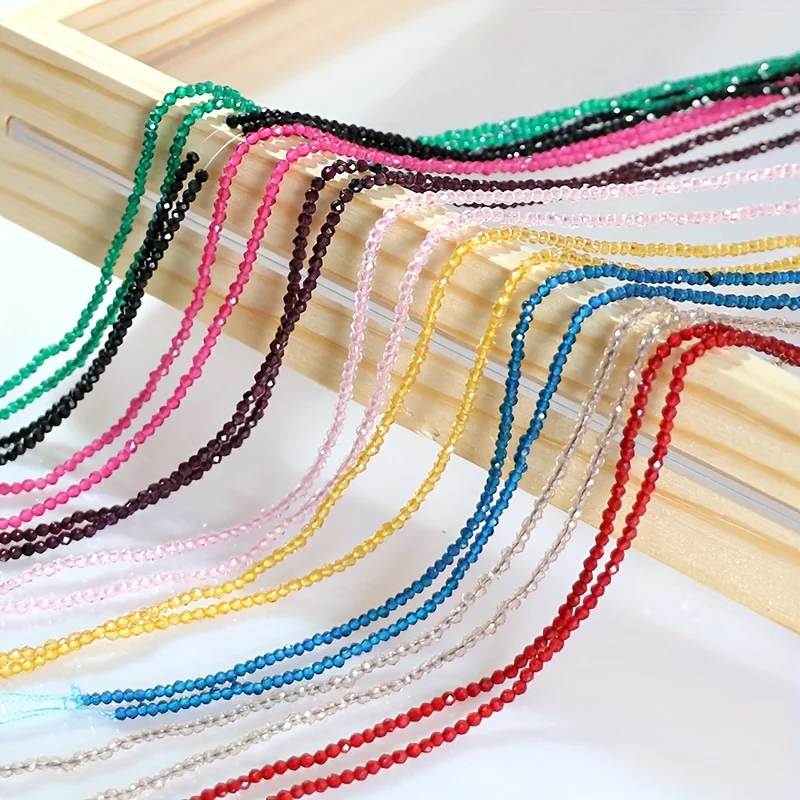 Faceted Crystal Glass Small Round Beads