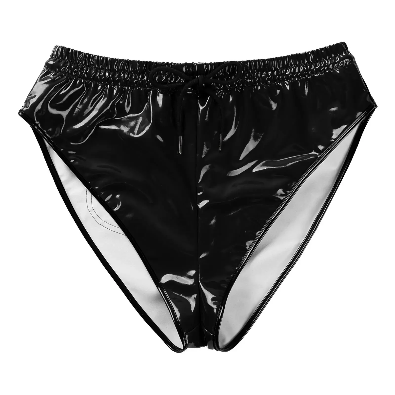 PVC Leather Bikini Briefs Women Sexy High Cut Underwear Night Club Shiny Panties Ladies Swimming Trunk Glossy Swimwear Underpant