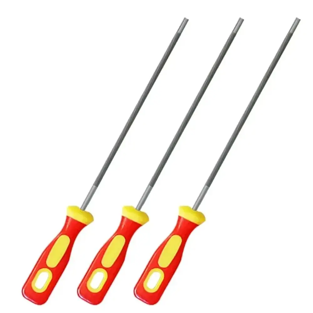 1Pcs 새로운 고탄소강 체인 파일 라운드 플라스틱 핸들 톱 샤프너 4.0/4.8/5.5mm 목공용 샤프닝 도구